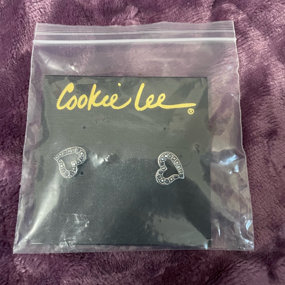 Cookie Lee Silver Heart Stud Earrings